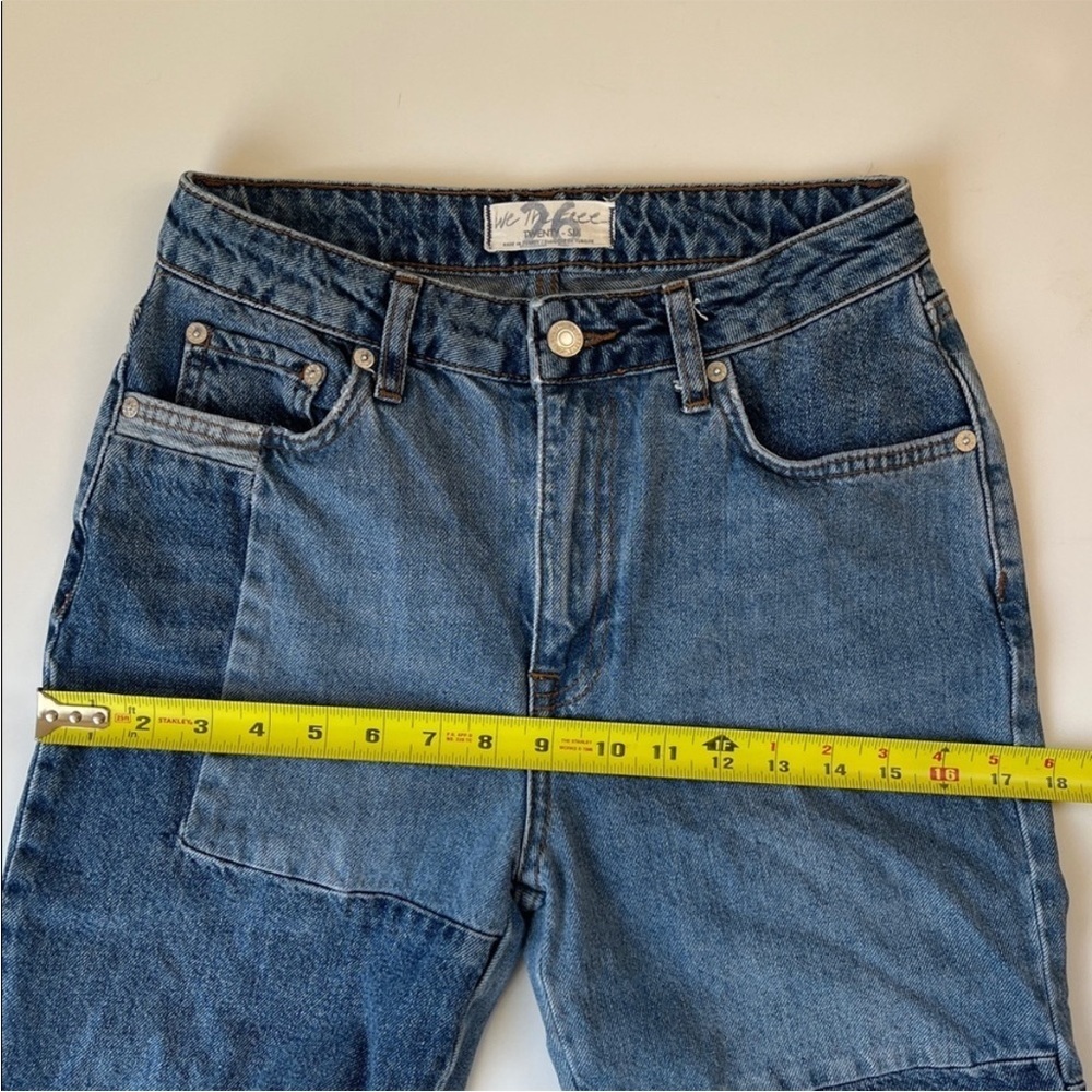 Free People High Rise Straight Leg Mom Jeans Patchwork Cotton Size 26 - Picture 12 of 14